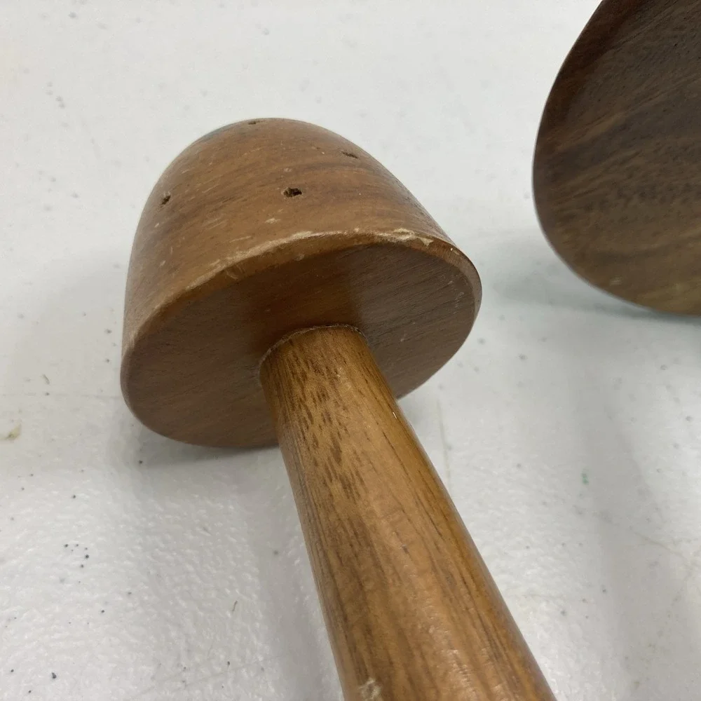 Vtg Mushroom MCM Monkey Pod Wood Tree Philippines 60s Appetizer Toothpick Holder